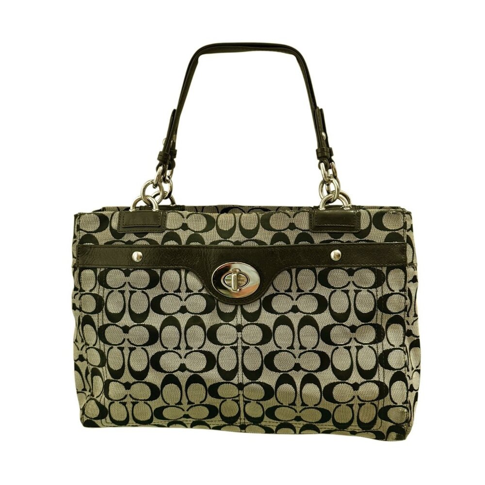 Coach Signature Logo Penelope Tote Bag 16537 Brown Large Carryall Shoulder Purse